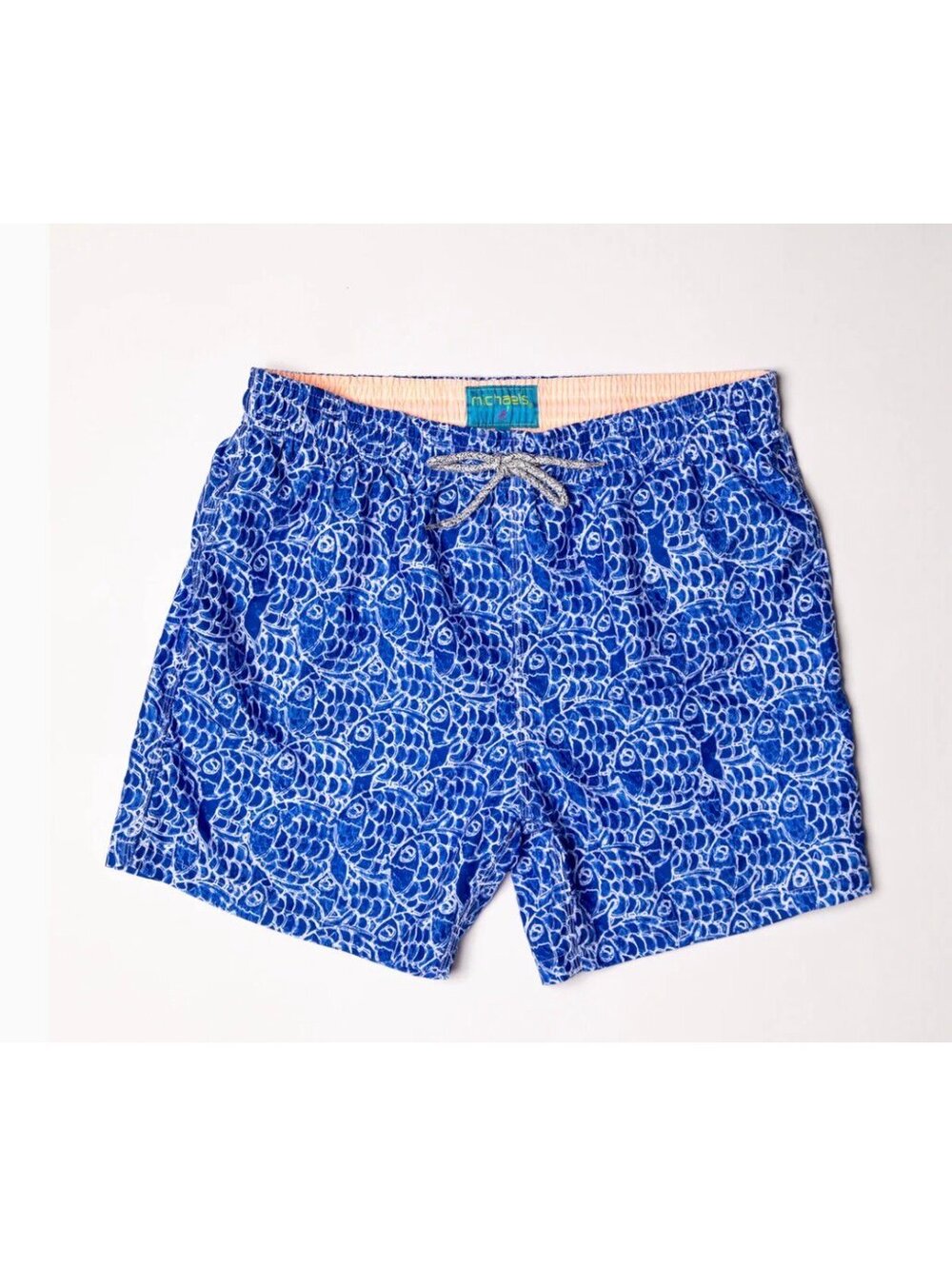 Michael's Men's Mesh Liner Swim Trunks-Abstract Fish Navy size Medium